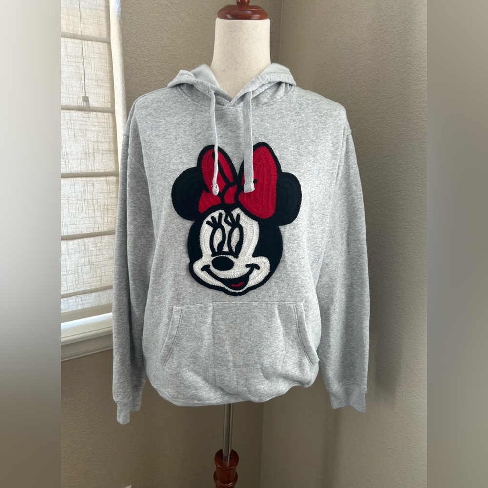 Gray Hoodie Sweatshirt with Minnie Mouse embroidered